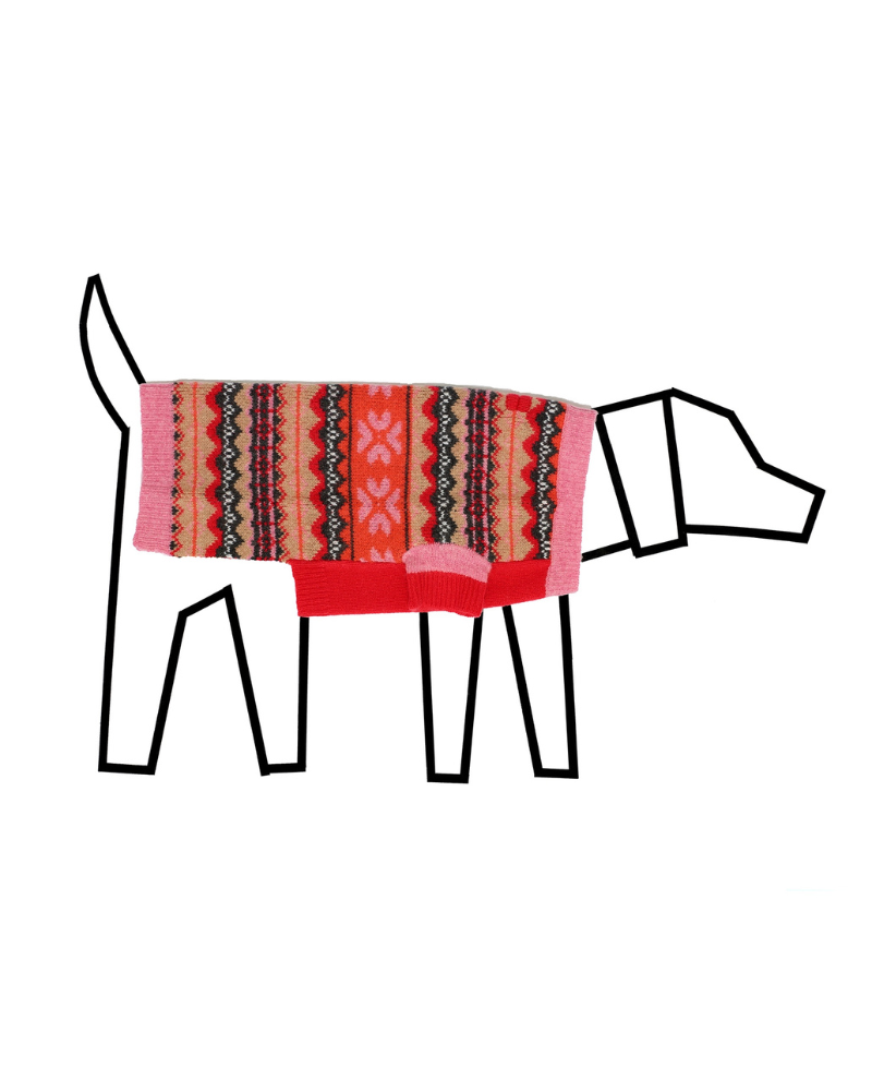 Wool Floral Dog Sweater in Pink