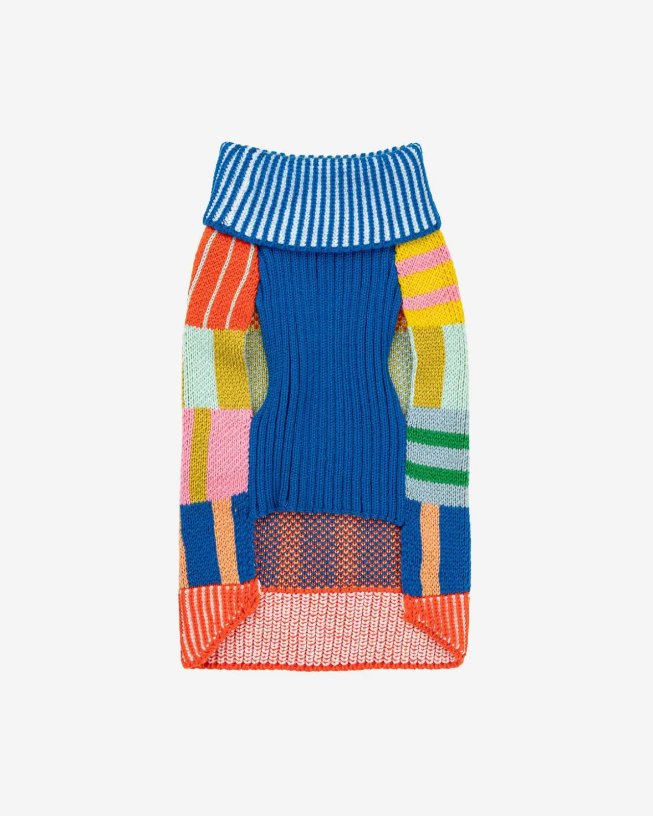 Patchwork Stripe Dog Sweater in Rainbow