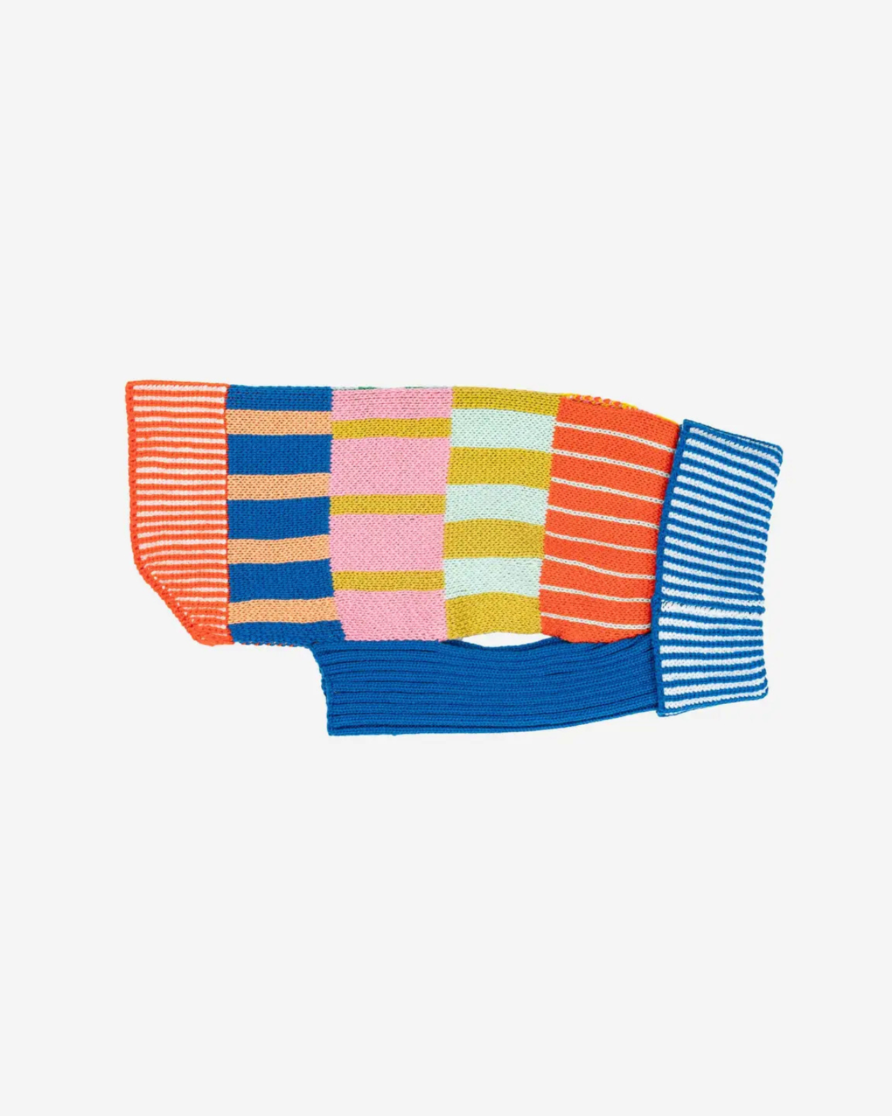 Patchwork Stripe Dog Sweater in Rainbow
