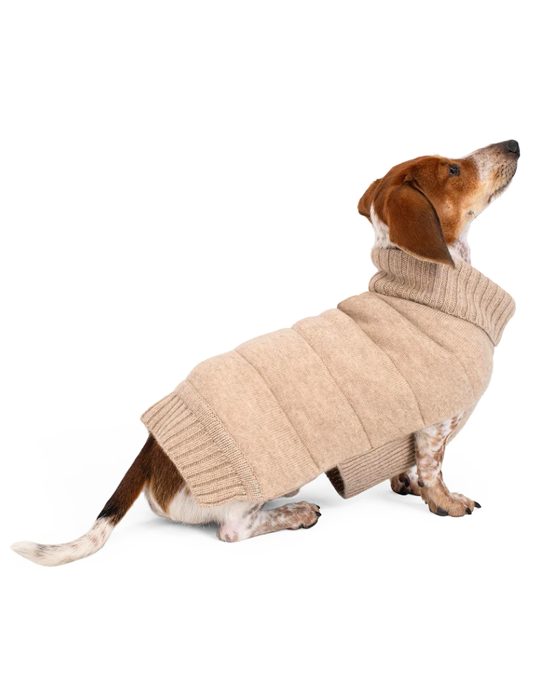 The Puffer Dog Sweater in Tan