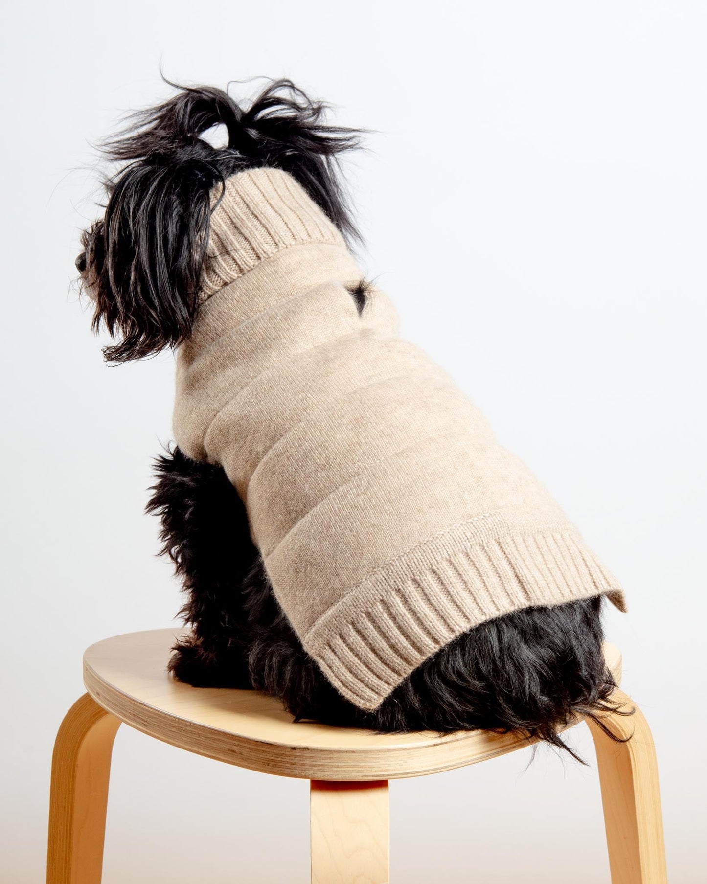 The Puffer Dog Sweater in Tan