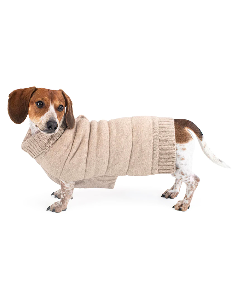 The Puffer Dog Sweater in Tan